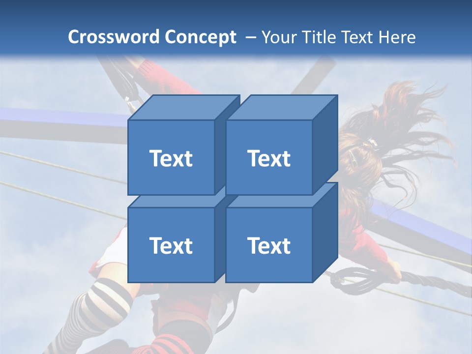 Young Teenager Jumping On The Trampoline (Bungee Jumping). PowerPoint Template