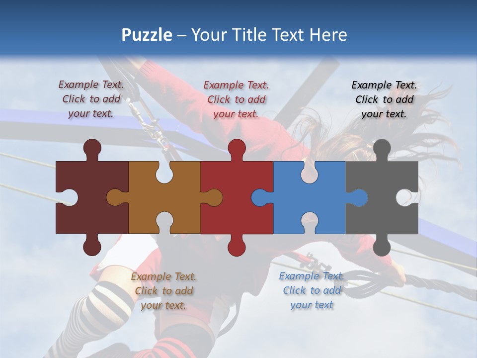 Young Teenager Jumping On The Trampoline (Bungee Jumping). PowerPoint Template