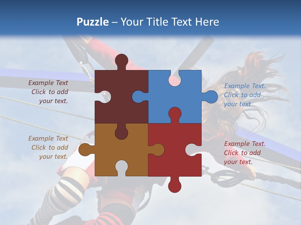 Young Teenager Jumping On The Trampoline (Bungee Jumping). PowerPoint Template