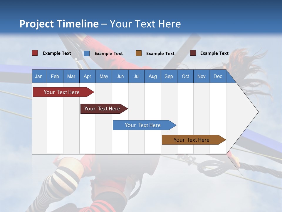 Young Teenager Jumping On The Trampoline (Bungee Jumping). PowerPoint Template