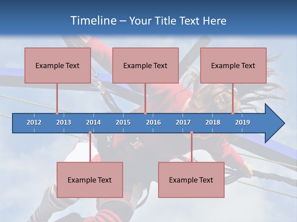 Young Teenager Jumping On The Trampoline (Bungee Jumping). PowerPoint Template