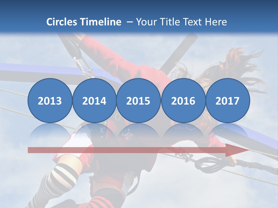 Young Teenager Jumping On The Trampoline (Bungee Jumping). PowerPoint Template