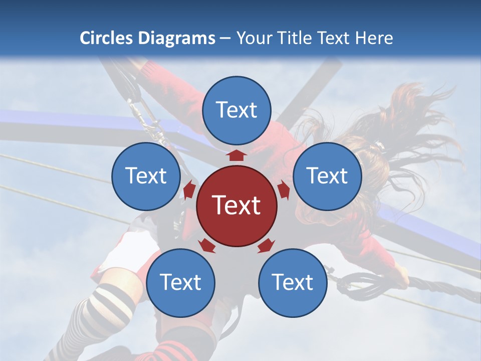 Young Teenager Jumping On The Trampoline (Bungee Jumping). PowerPoint Template