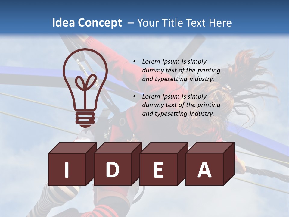 Young Teenager Jumping On The Trampoline (Bungee Jumping). PowerPoint Template