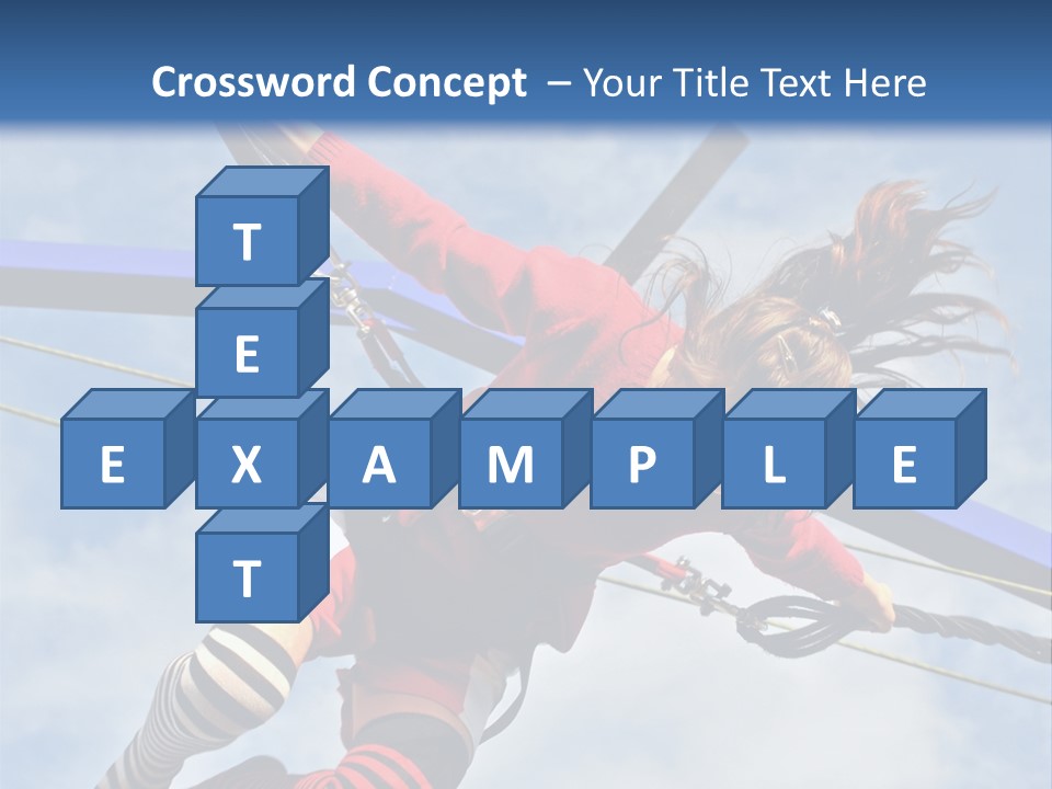 Young Teenager Jumping On The Trampoline (Bungee Jumping). PowerPoint Template