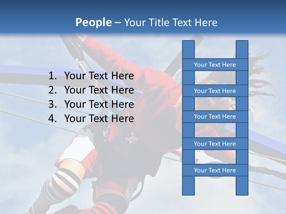 Young Teenager Jumping On The Trampoline (Bungee Jumping). PowerPoint Template