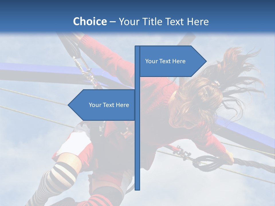 Young Teenager Jumping On The Trampoline (Bungee Jumping). PowerPoint Template