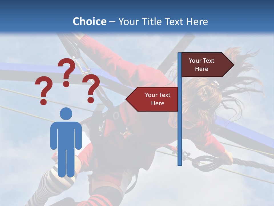 Young Teenager Jumping On The Trampoline (Bungee Jumping). PowerPoint Template