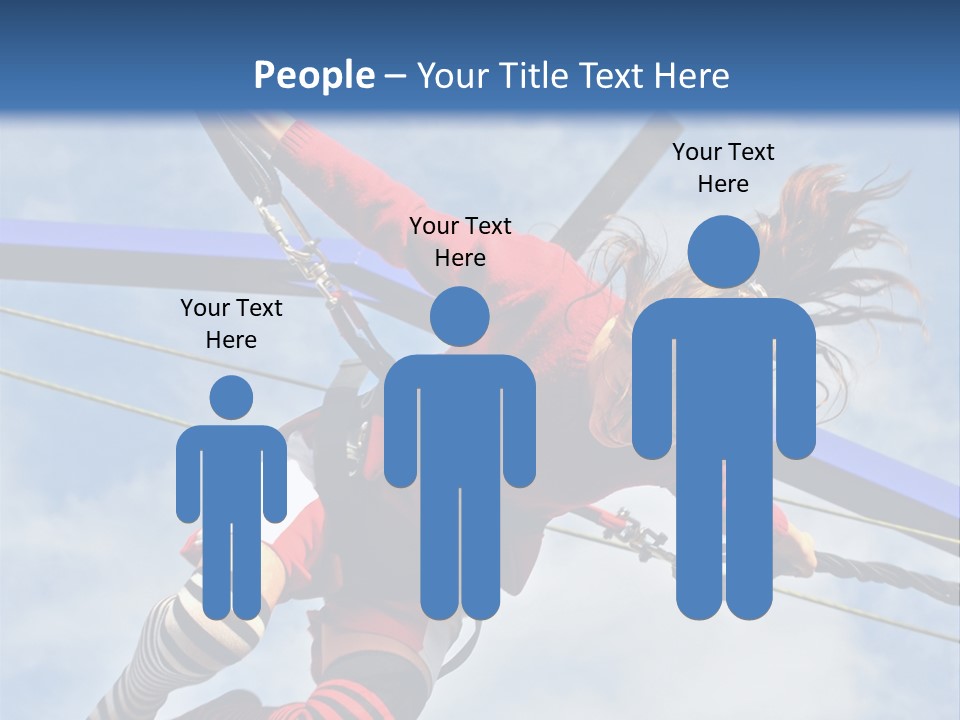 Young Teenager Jumping On The Trampoline (Bungee Jumping). PowerPoint Template