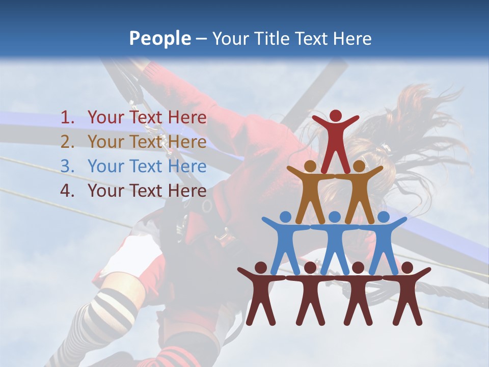 Young Teenager Jumping On The Trampoline (Bungee Jumping). PowerPoint Template