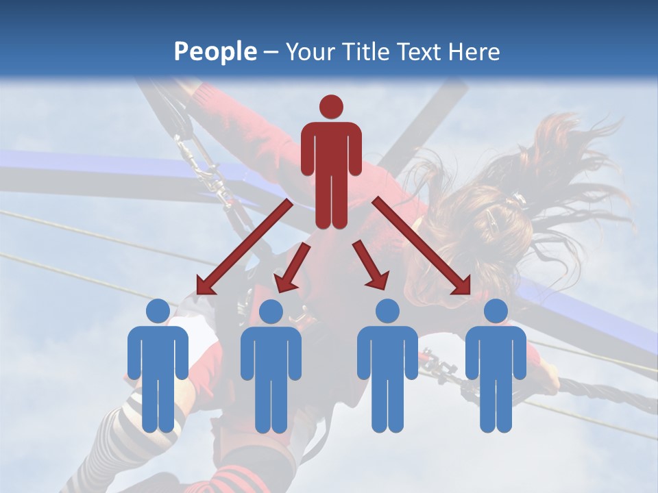 Young Teenager Jumping On The Trampoline (Bungee Jumping). PowerPoint Template