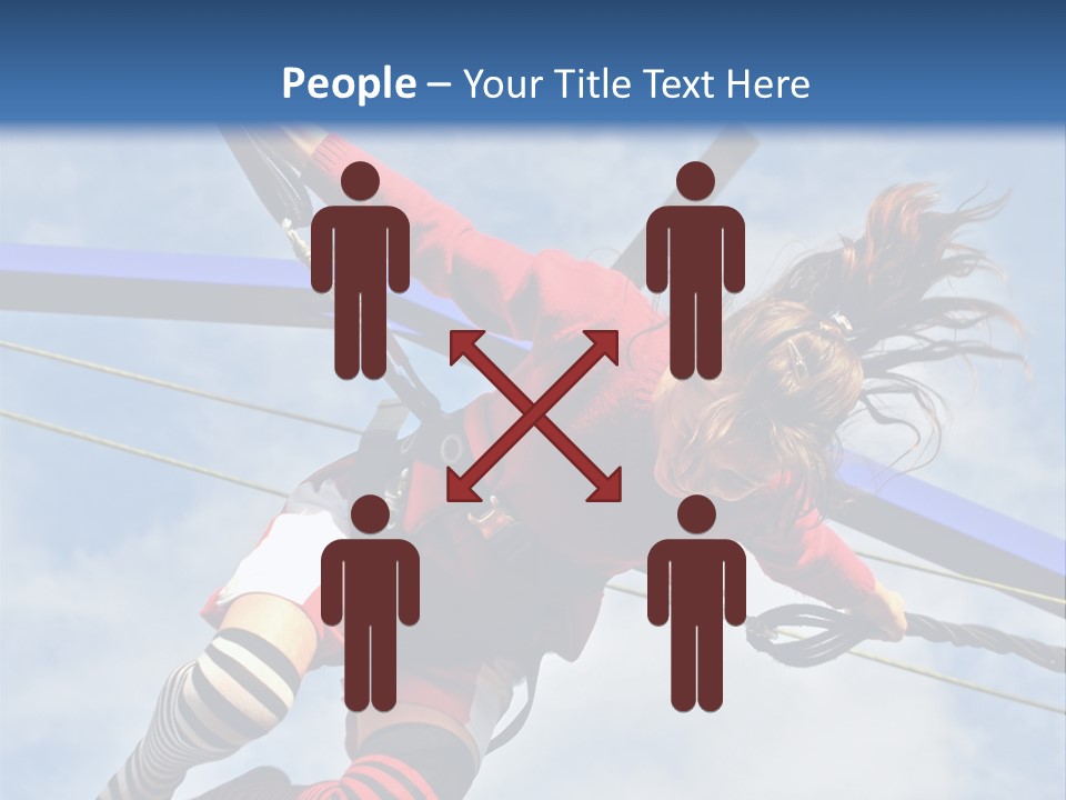 Young Teenager Jumping On The Trampoline (Bungee Jumping). PowerPoint Template
