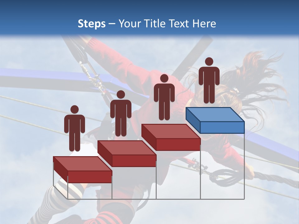 Young Teenager Jumping On The Trampoline (Bungee Jumping). PowerPoint Template