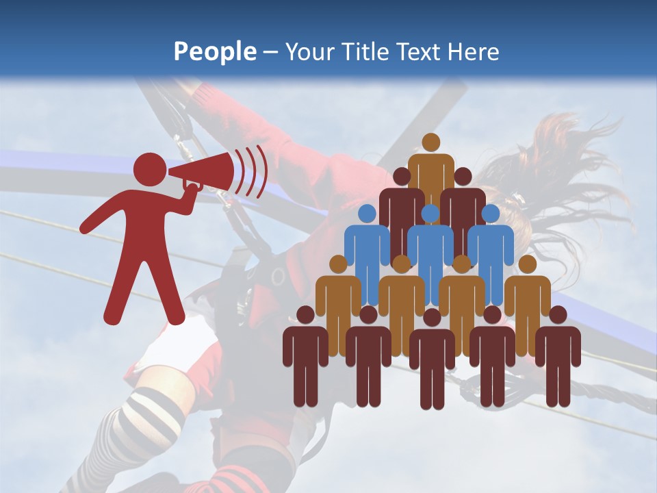 Young Teenager Jumping On The Trampoline (Bungee Jumping). PowerPoint Template