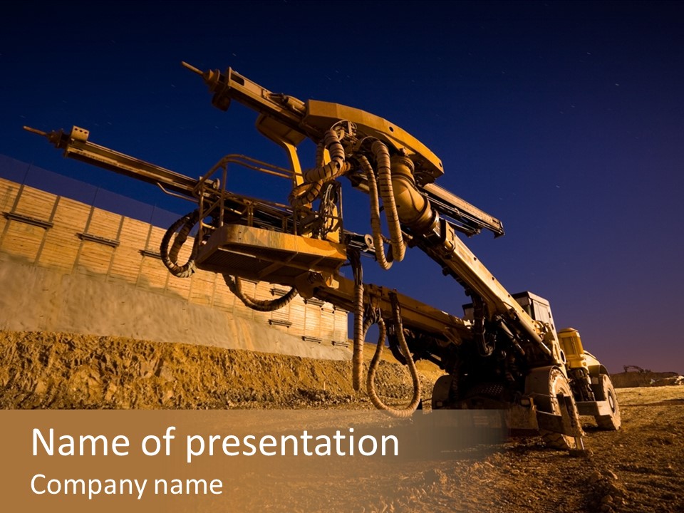 Heavy Drilling Machine On Site Evening Shot PowerPoint Template