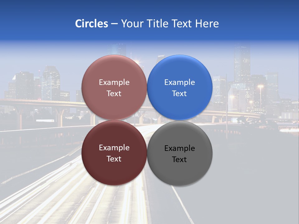 Lighted Houston Skyline Against Blue Sky PowerPoint Template