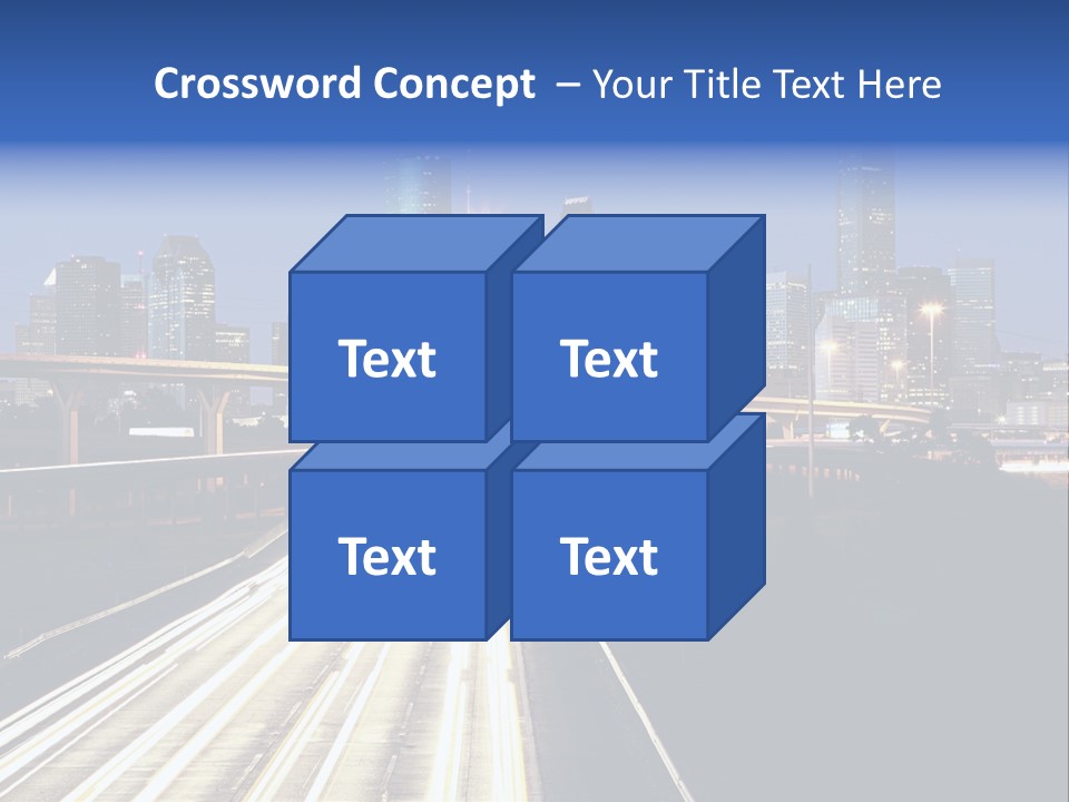 Lighted Houston Skyline Against Blue Sky PowerPoint Template