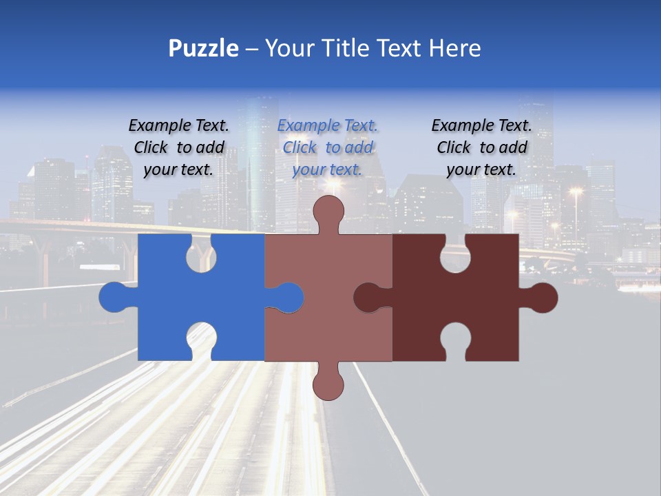 Lighted Houston Skyline Against Blue Sky PowerPoint Template