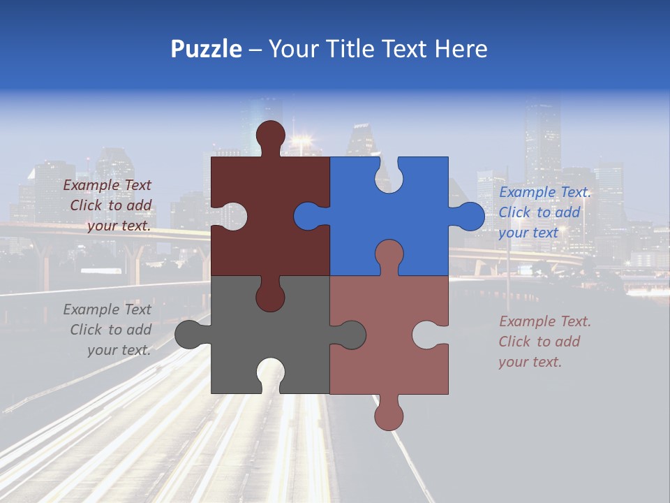 Lighted Houston Skyline Against Blue Sky PowerPoint Template