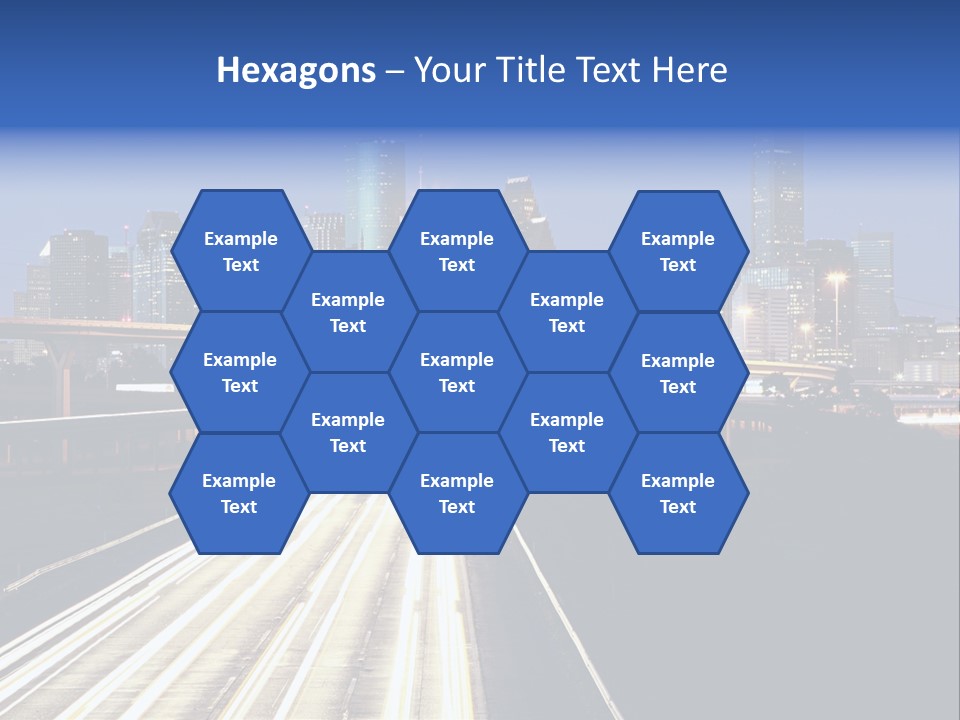 Lighted Houston Skyline Against Blue Sky PowerPoint Template