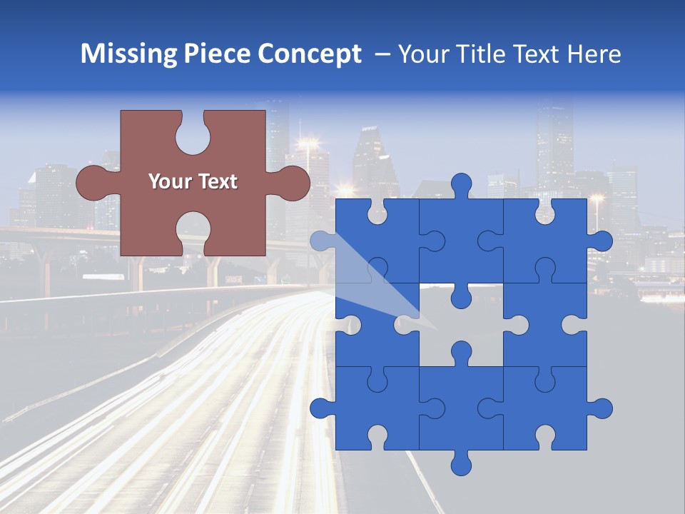 Lighted Houston Skyline Against Blue Sky PowerPoint Template