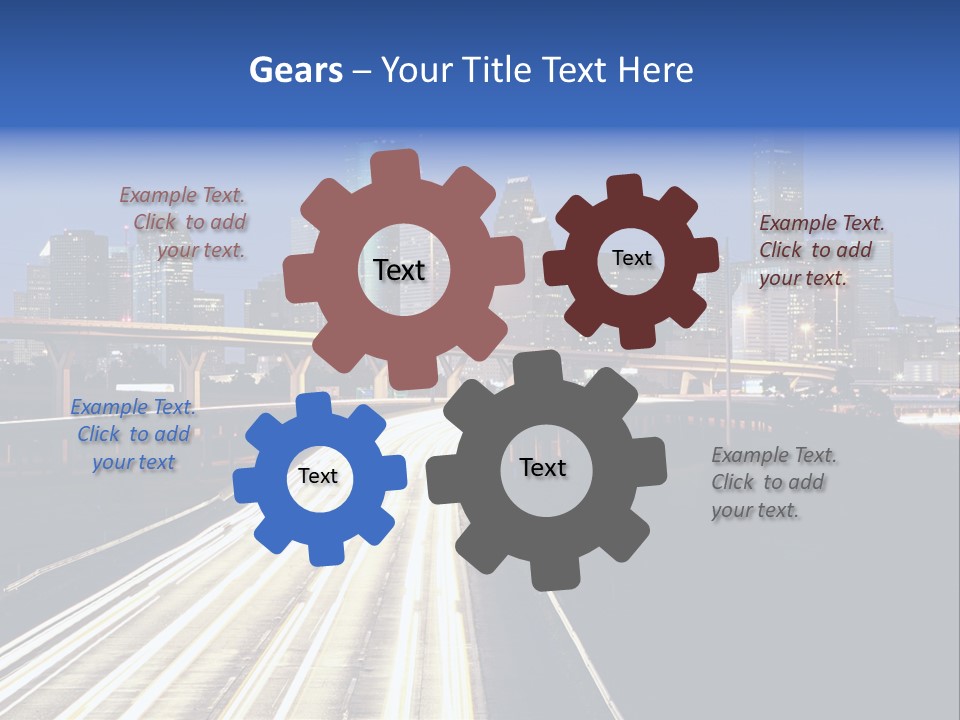 Lighted Houston Skyline Against Blue Sky PowerPoint Template