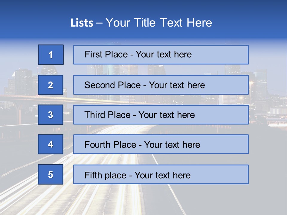 Lighted Houston Skyline Against Blue Sky PowerPoint Template