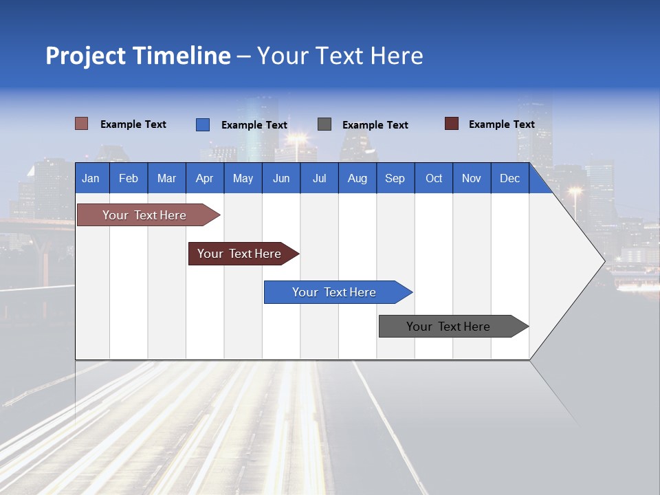 Lighted Houston Skyline Against Blue Sky PowerPoint Template