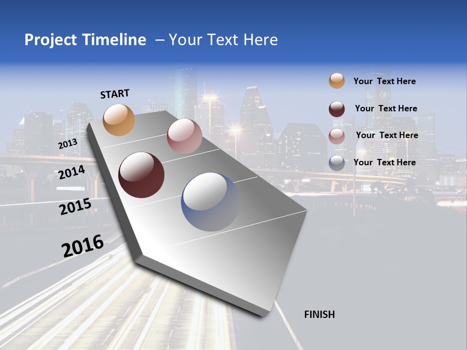 Lighted Houston Skyline Against Blue Sky PowerPoint Template