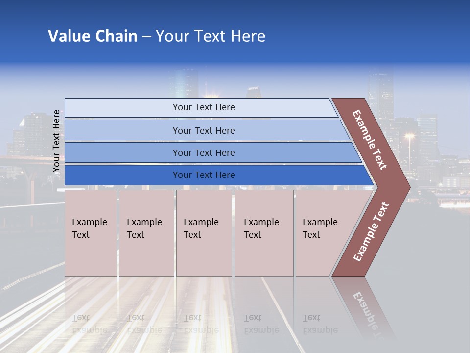 Lighted Houston Skyline Against Blue Sky PowerPoint Template