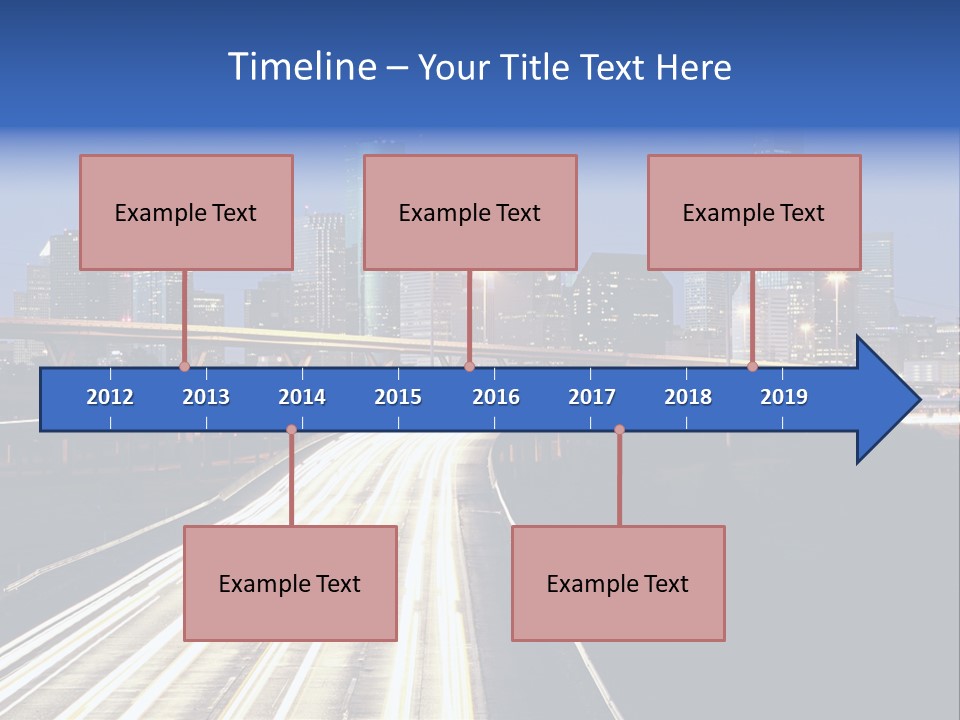 Lighted Houston Skyline Against Blue Sky PowerPoint Template