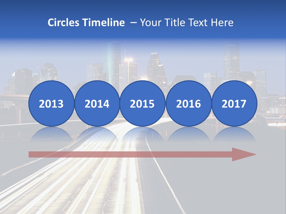 Lighted Houston Skyline Against Blue Sky PowerPoint Template