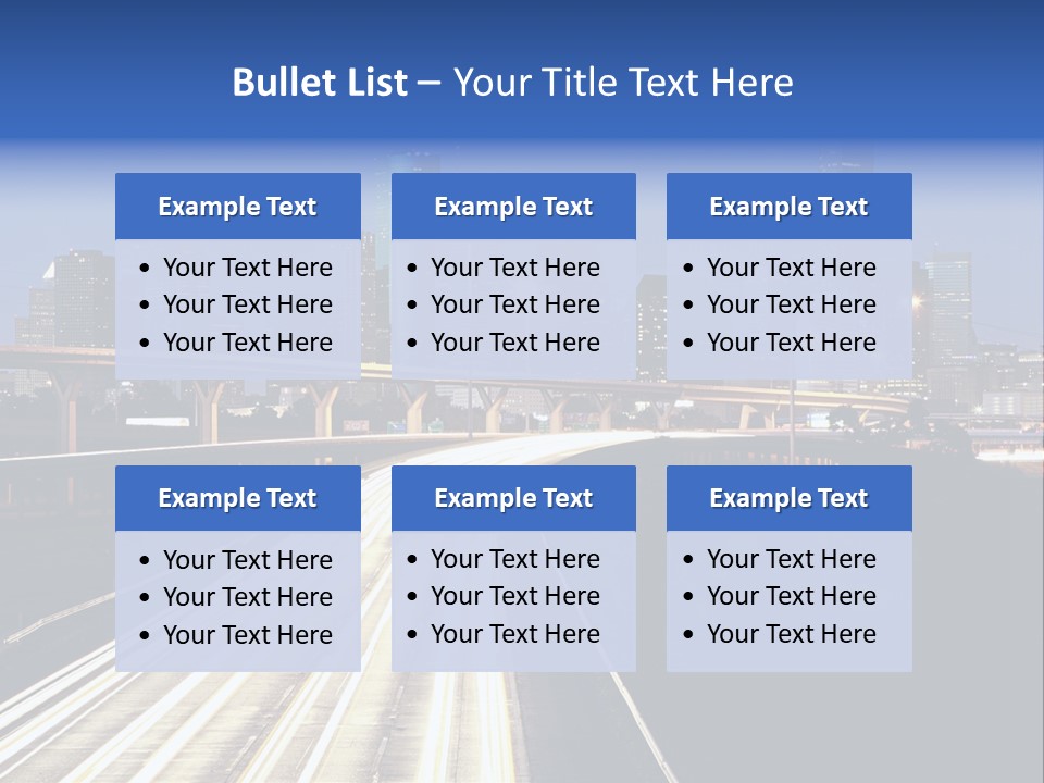 Lighted Houston Skyline Against Blue Sky PowerPoint Template