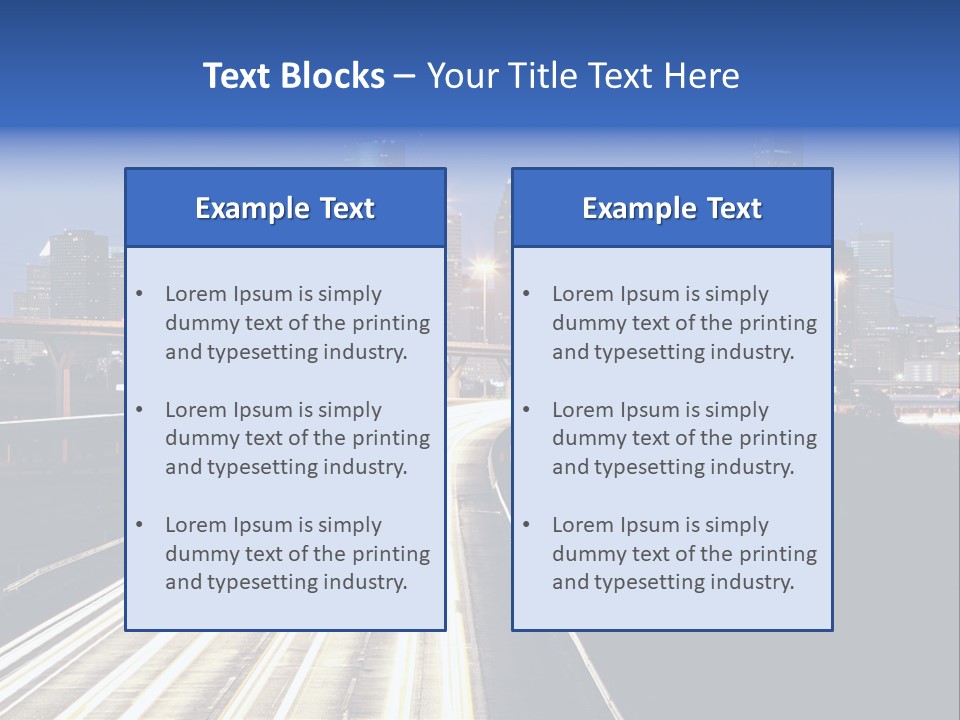 Lighted Houston Skyline Against Blue Sky PowerPoint Template