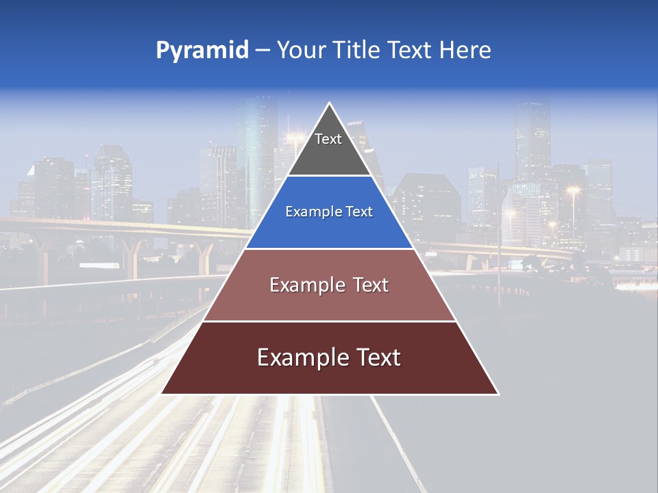 Lighted Houston Skyline Against Blue Sky PowerPoint Template
