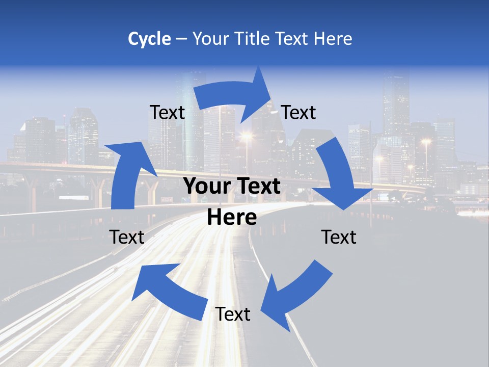 Lighted Houston Skyline Against Blue Sky PowerPoint Template