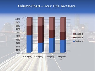 Lighted Houston Skyline Against Blue Sky PowerPoint Template