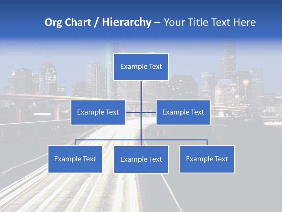 Lighted Houston Skyline Against Blue Sky PowerPoint Template