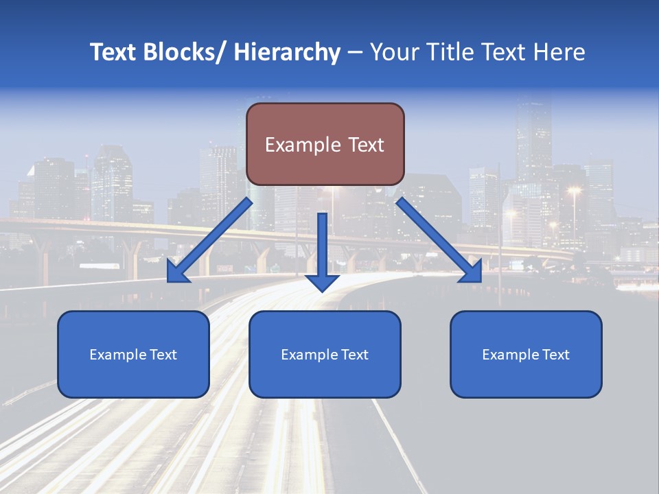 Lighted Houston Skyline Against Blue Sky PowerPoint Template