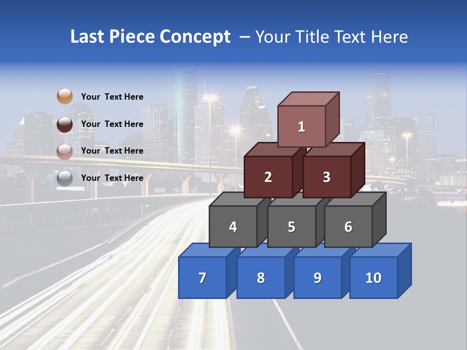 Lighted Houston Skyline Against Blue Sky PowerPoint Template