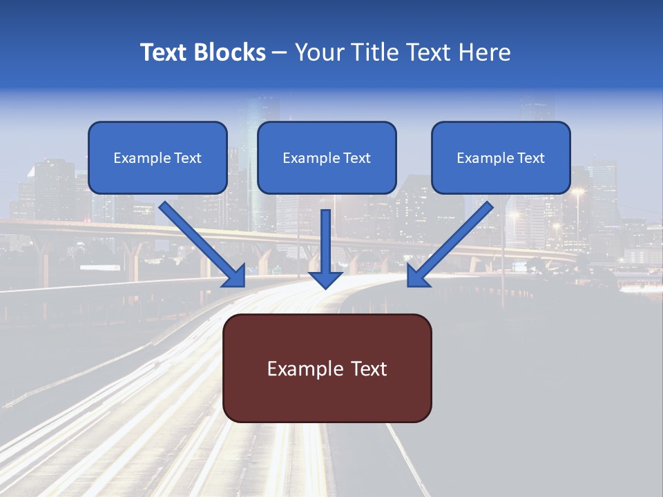 Lighted Houston Skyline Against Blue Sky PowerPoint Template