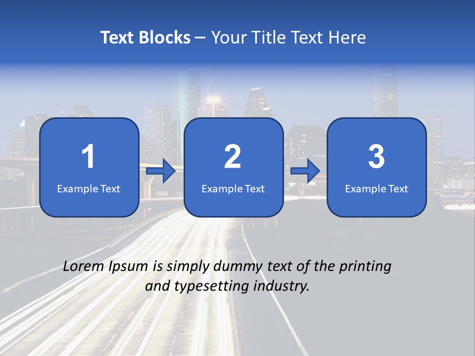 Lighted Houston Skyline Against Blue Sky PowerPoint Template
