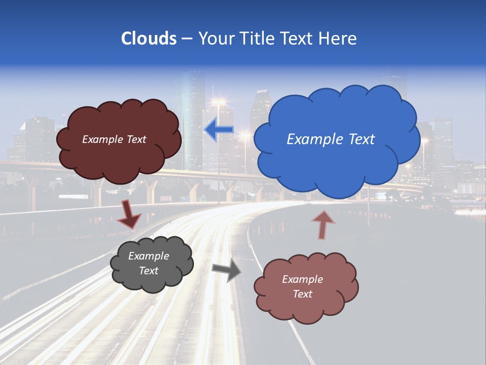 Lighted Houston Skyline Against Blue Sky PowerPoint Template