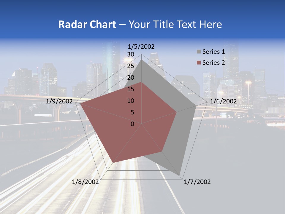 Lighted Houston Skyline Against Blue Sky PowerPoint Template