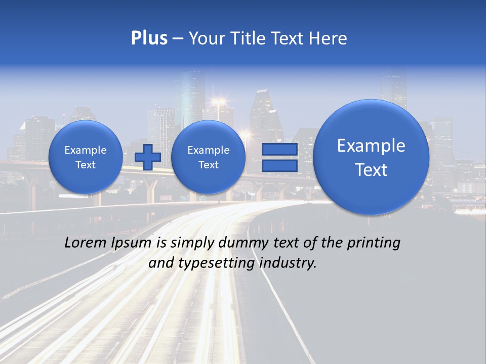 Lighted Houston Skyline Against Blue Sky PowerPoint Template