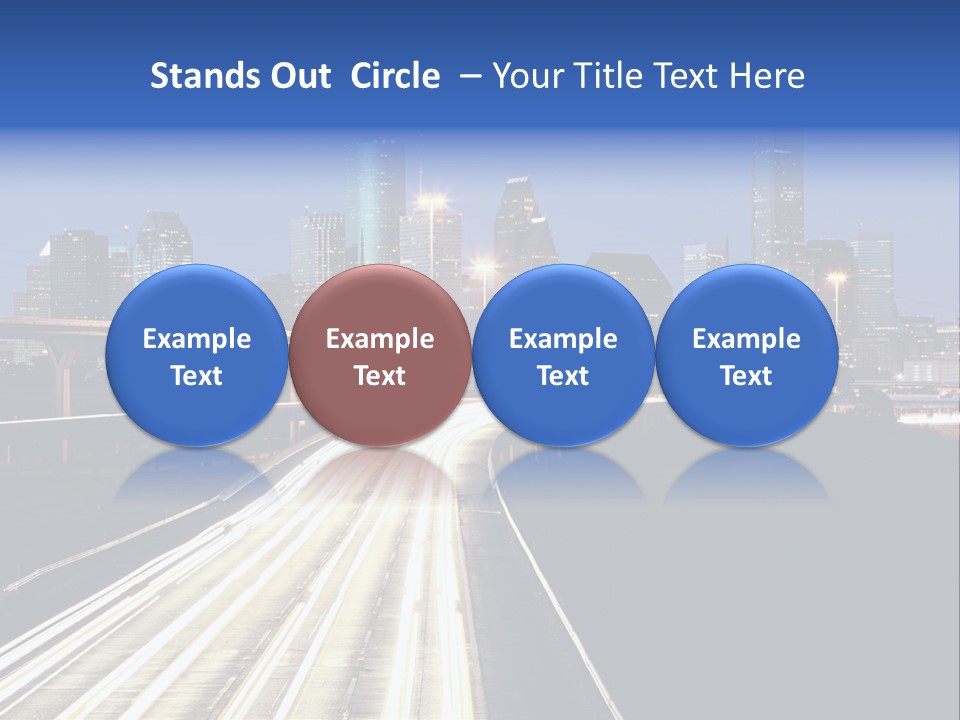 Lighted Houston Skyline Against Blue Sky PowerPoint Template