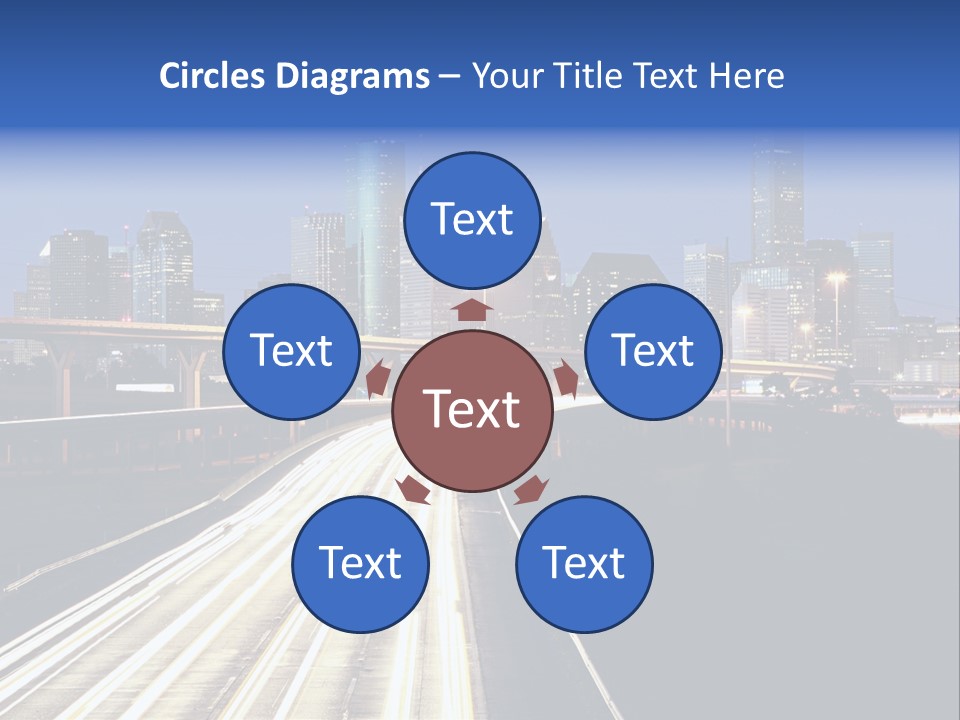 Lighted Houston Skyline Against Blue Sky PowerPoint Template