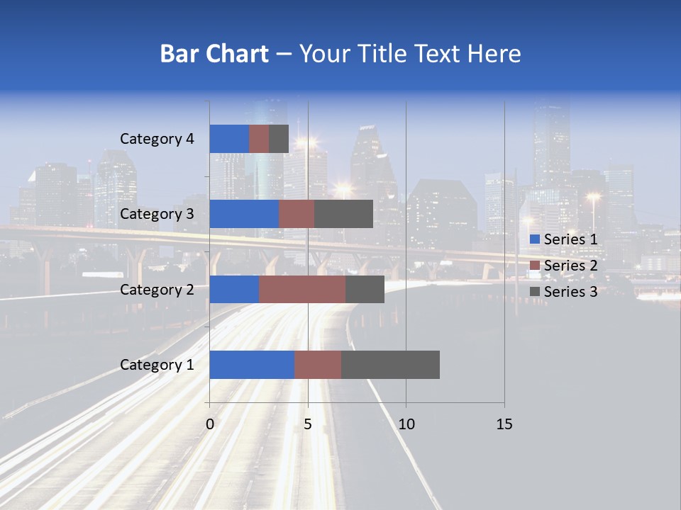 Lighted Houston Skyline Against Blue Sky PowerPoint Template