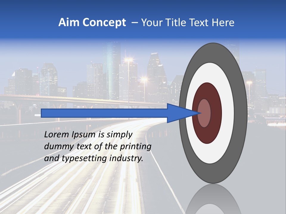 Lighted Houston Skyline Against Blue Sky PowerPoint Template