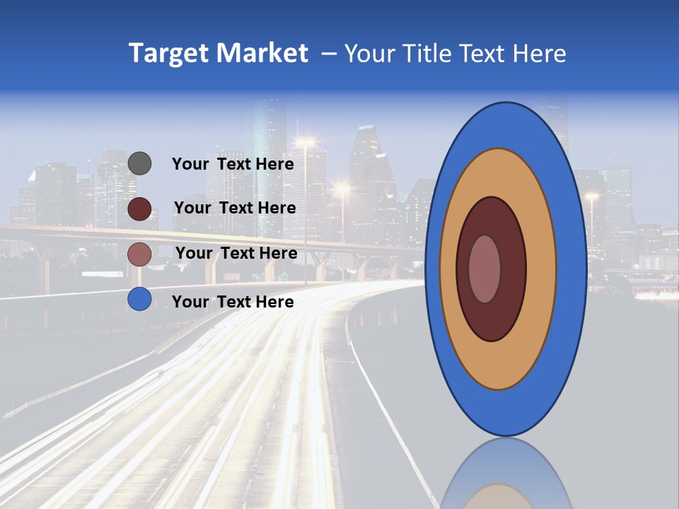 Lighted Houston Skyline Against Blue Sky PowerPoint Template